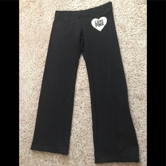 VS PINK | black and lime green sweatpants - Picture 4 of 8